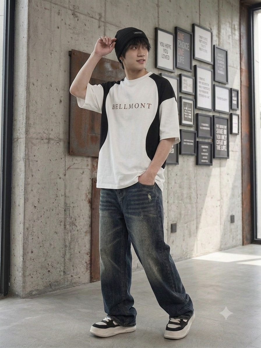 BELLMONT White Oversized Baggy T-Shirt