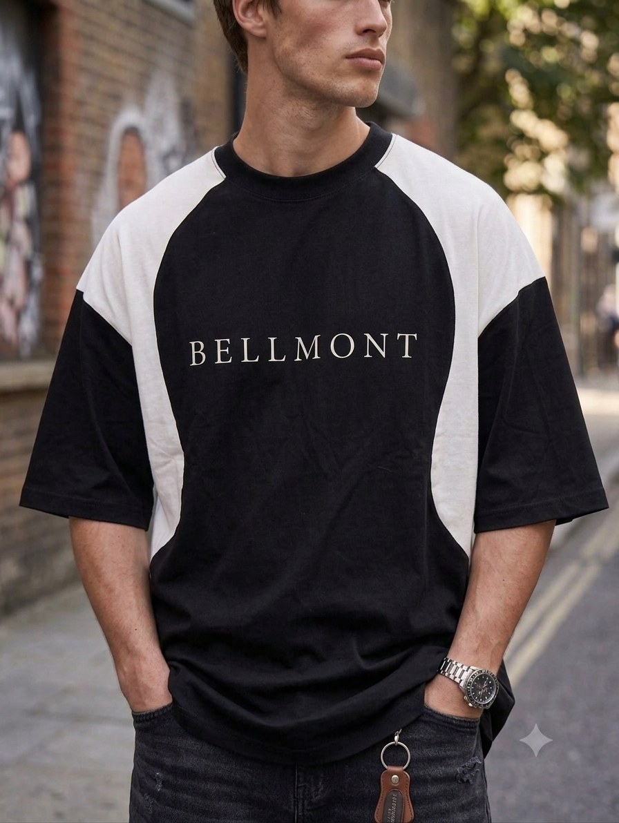 Bundle of 2 BELLMONT White And Black Oversized Baggy T-Shirt