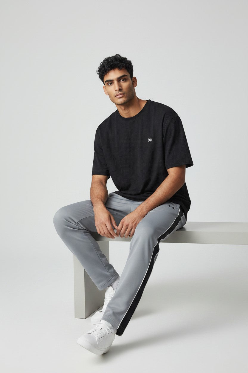 Adidas Stretch Crew-neck T-shirt With Adidas Grey Stealth Trousers
