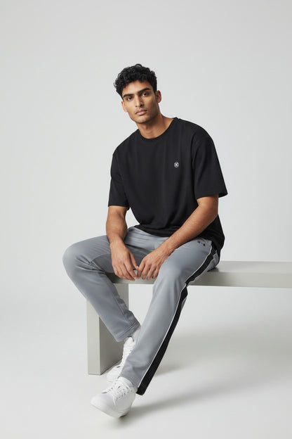 Adidas Stretch Crew-neck T-shirt With Adidas Grey Stealth Trousers