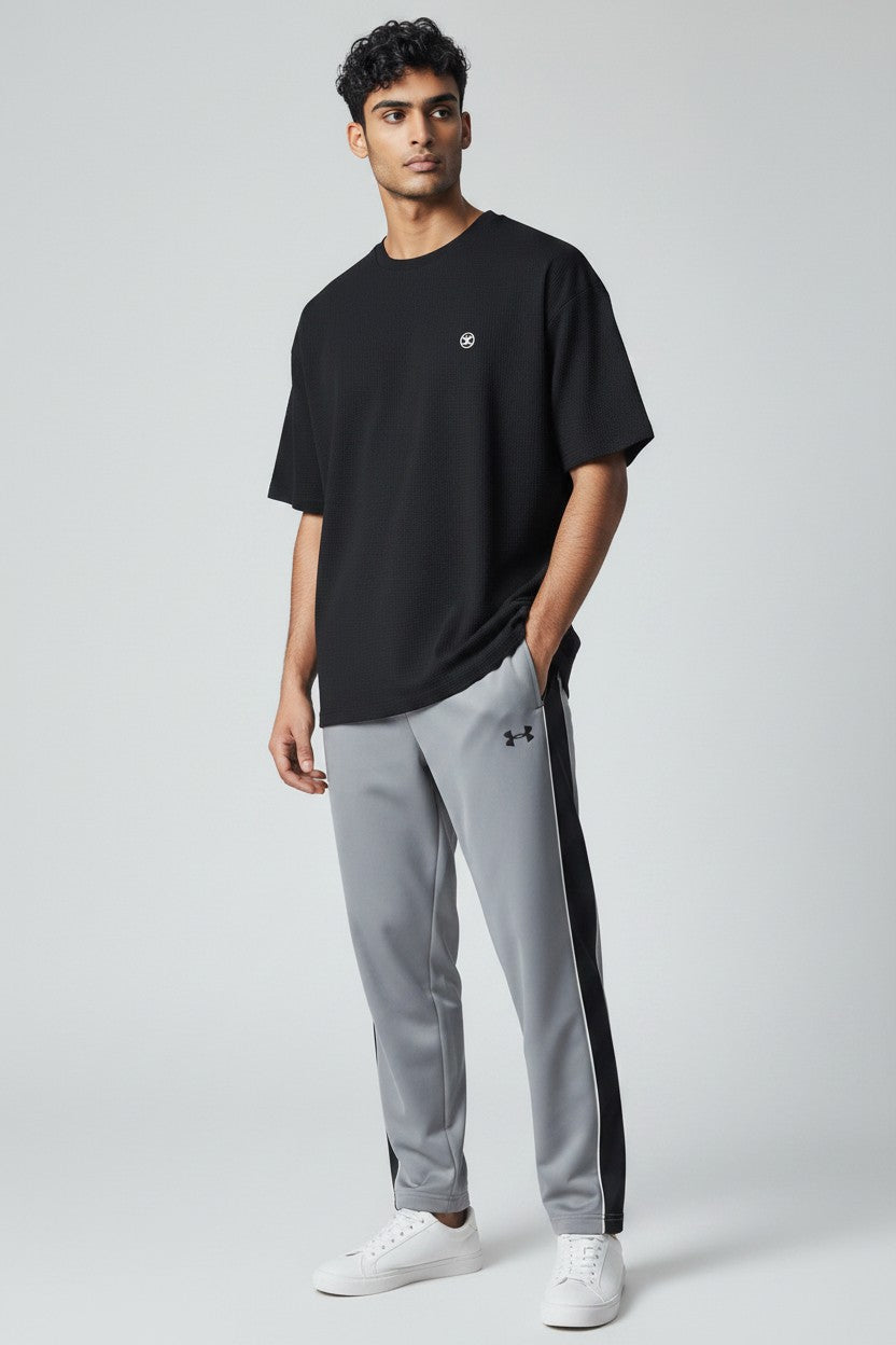 Adidas Stretch Crew-neck T-shirt With Adidas Grey Stealth Trousers