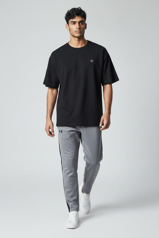 Adidas Stretch Crew-neck T-shirt With Adidas Grey Stealth Trousers