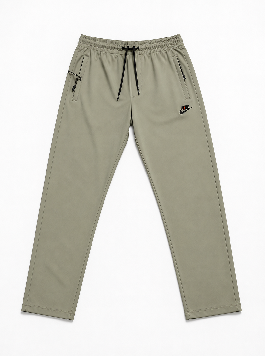 Light olive relaxed-fit Trousers & Grey polo T-shirt