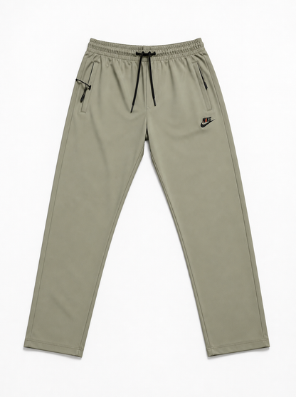Light olive relaxed-fit Trousers & Grey polo T-shirt