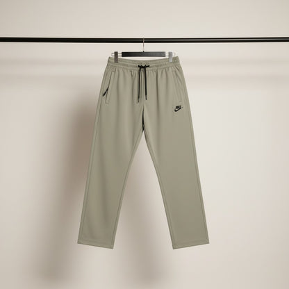 Light olive relaxed-fit Trousers & Grey polo T-shirt