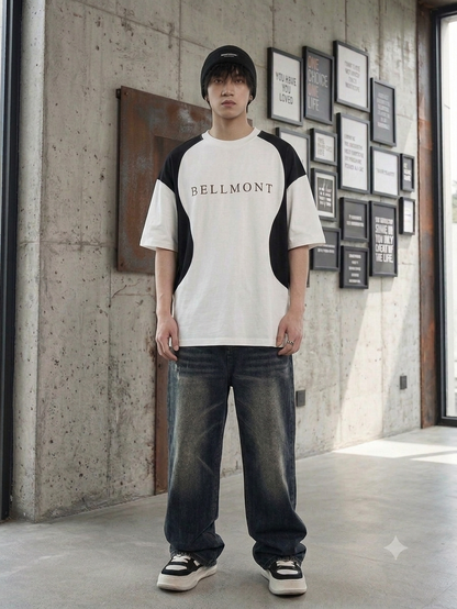 BELLMONT White Oversized Baggy T-Shirt