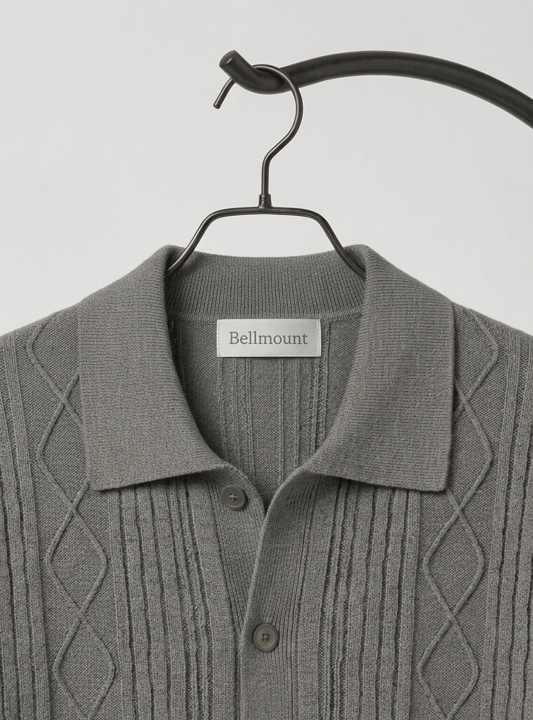 Cable-Knit Polo Cardigan T. Shirt