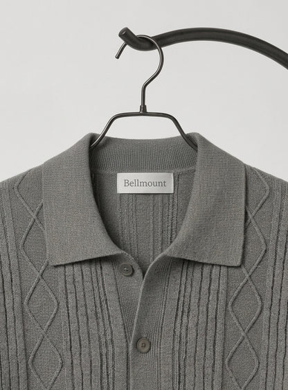 Cable-Knit Polo Cardigan T. Shirt