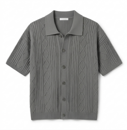 Cable-Knit Polo Cardigan T. Shirt