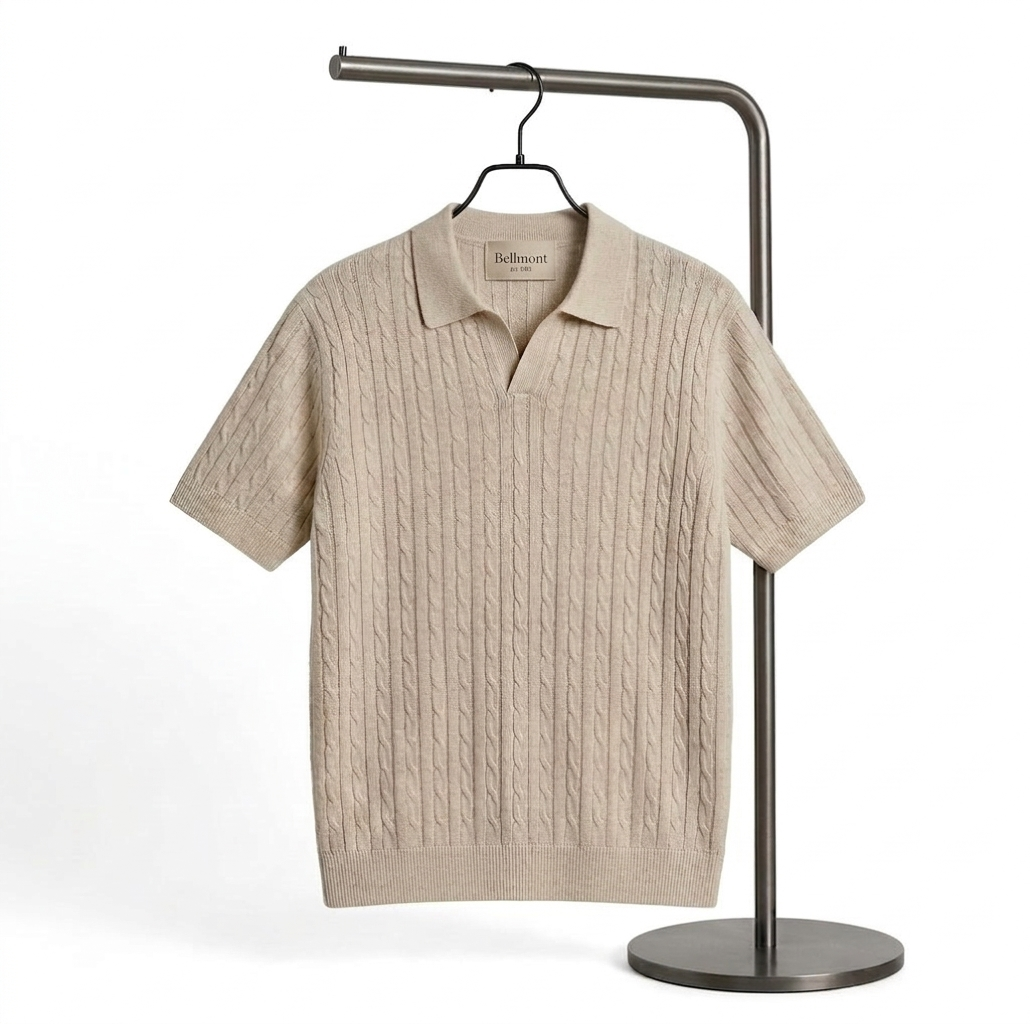 Cable-Knit Polo T. Shirt