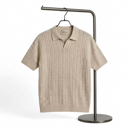 Cable-Knit Polo T. Shirt