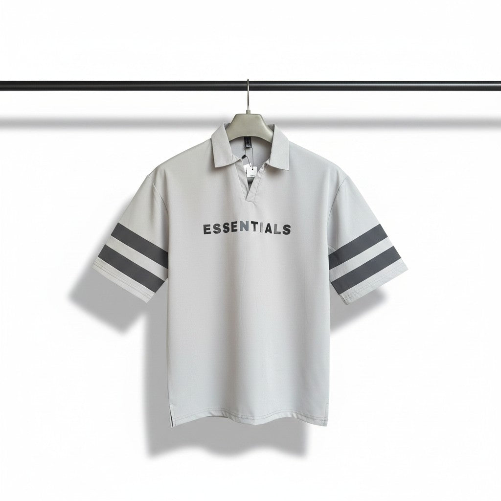 Light olive relaxed-fit Trousers & Grey polo T-shirt
