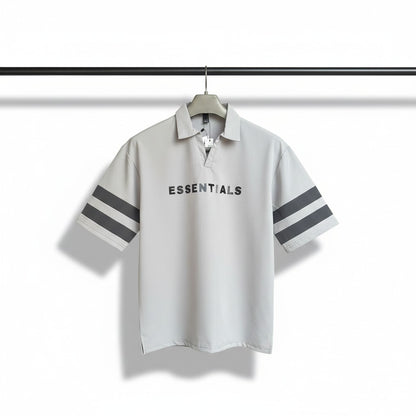 Light olive relaxed-fit Trousers & Grey polo T-shirt