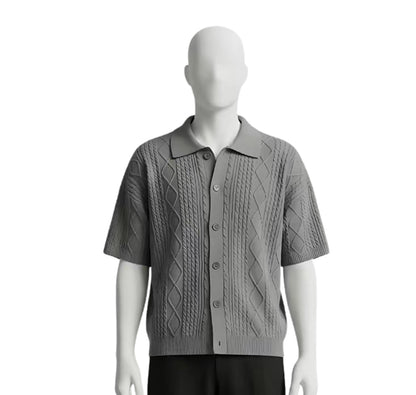 Cable-Knit Polo Cardigan T. Shirt