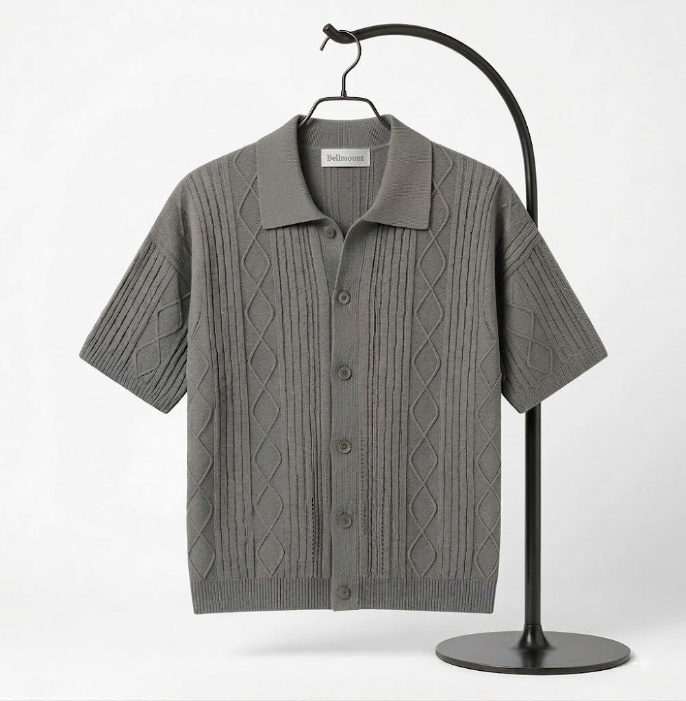Cable-Knit Polo Cardigan T. Shirt