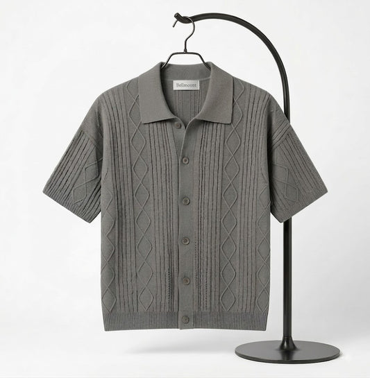 Cable-Knit Polo Cardigan T. Shirt
