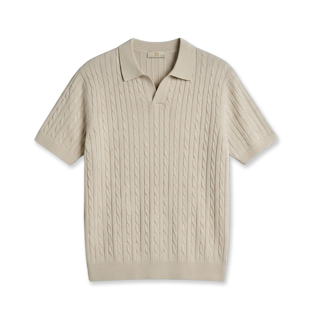 Cable-Knit Polo T. Shirt