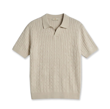 Cable-Knit Polo T. Shirt